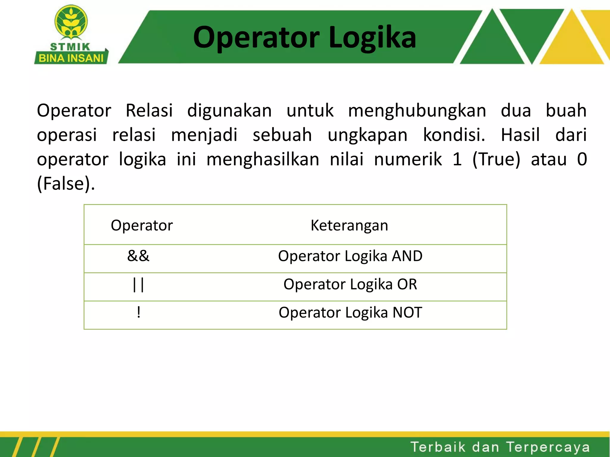 Pertemuan 3 Operator | PPT
