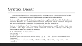 Syntax Dasar
 
