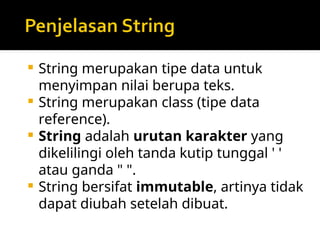 Array dan STRING Pemrograman Berbasis Objek | PPT