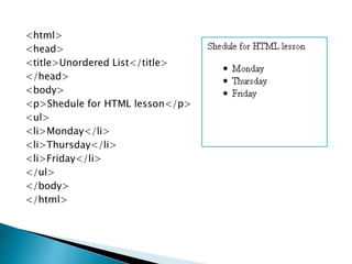 Belajar Web HTML – Modul 4 List | PPTX