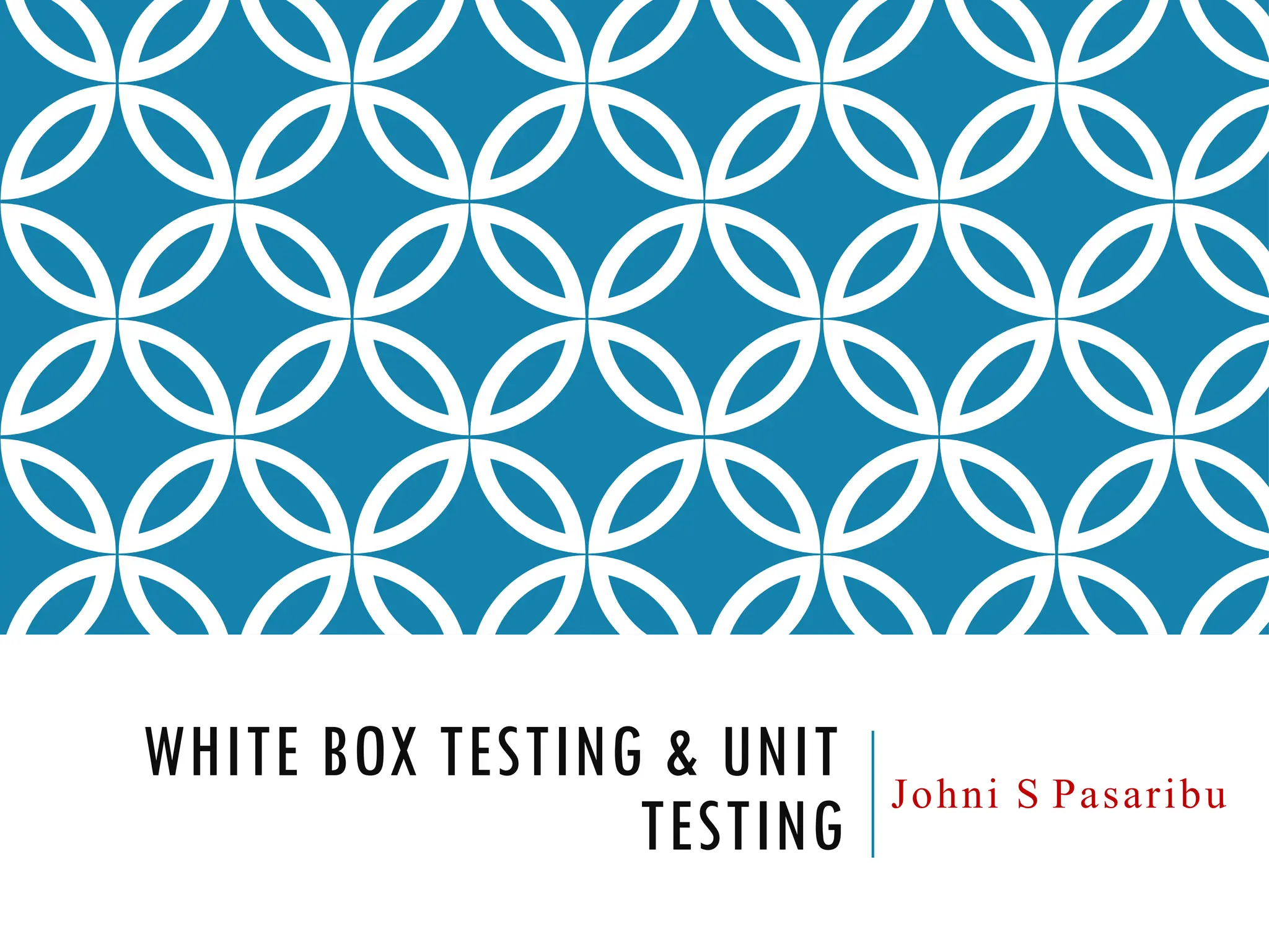 WHITE BOX TESTING & UNIT TESTING Johni S Pasaribu 