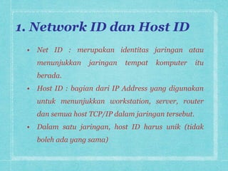 Contoh Network Id Materi jaringan komputer Pertemuan 5a.ppt