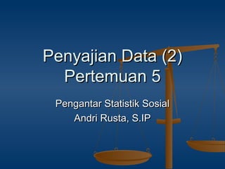 Penyajian Data (2)
Pertemuan 5
Pengantar Statistik Sosial
Andri Rusta, S.IP

 