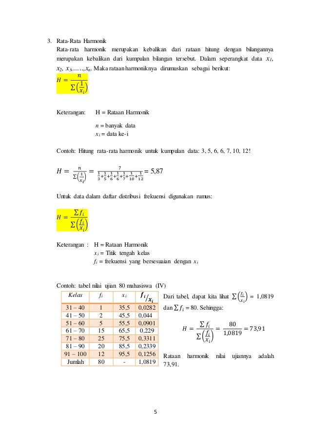 Contoh Soal Dan Jawaban Rata Rata Harmonis Rismax