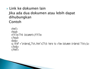 Belajar Web HTML – Modul 6 Hyperlink | PPTX