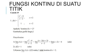 FUNGSI KONTINU DI SUATU
TITIK
 