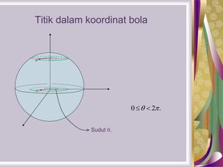 Sudut .
0 2 .  
Titik dalam koordinat bola
 