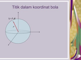 Titik dalam koordinat bola
( , ,)

 
