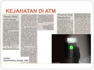 KEJAHATAN DI ATM
Sumber:
Surat Pembaca, Kompas, 2003
 