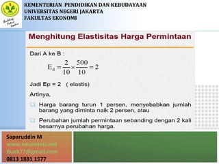 Saparuddin M
www.edunomic.net
itunk77@gmail.com
0813 1881 1577
KEMENTERIANKEMENTERIAN PENDIDIKAN DAN KEBUDAYAANPENDIDIKAN DAN KEBUDAYAAN
UNIVERSITAS NEGERI JAKARTAUNIVERSITAS NEGERI JAKARTA
FAKULTAS EKONOMIFAKULTAS EKONOMI
 