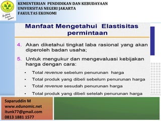 Saparuddin M
www.edunomic.net
itunk77@gmail.com
0813 1881 1577
KEMENTERIANKEMENTERIAN PENDIDIKAN DAN KEBUDAYAANPENDIDIKAN DAN KEBUDAYAAN
UNIVERSITAS NEGERI JAKARTAUNIVERSITAS NEGERI JAKARTA
FAKULTAS EKONOMIFAKULTAS EKONOMI
 