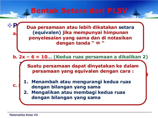 Persamaan linear satu variabel