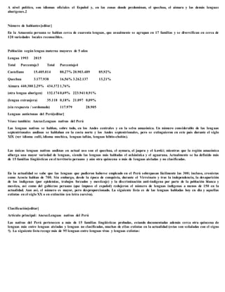 Perú tiene en la actualidad 47 lenguas nativas que son habladas por