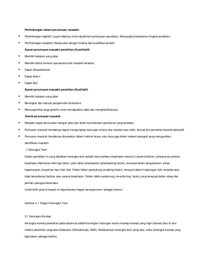 Pertimbangan Dalam Perumusan Masalah