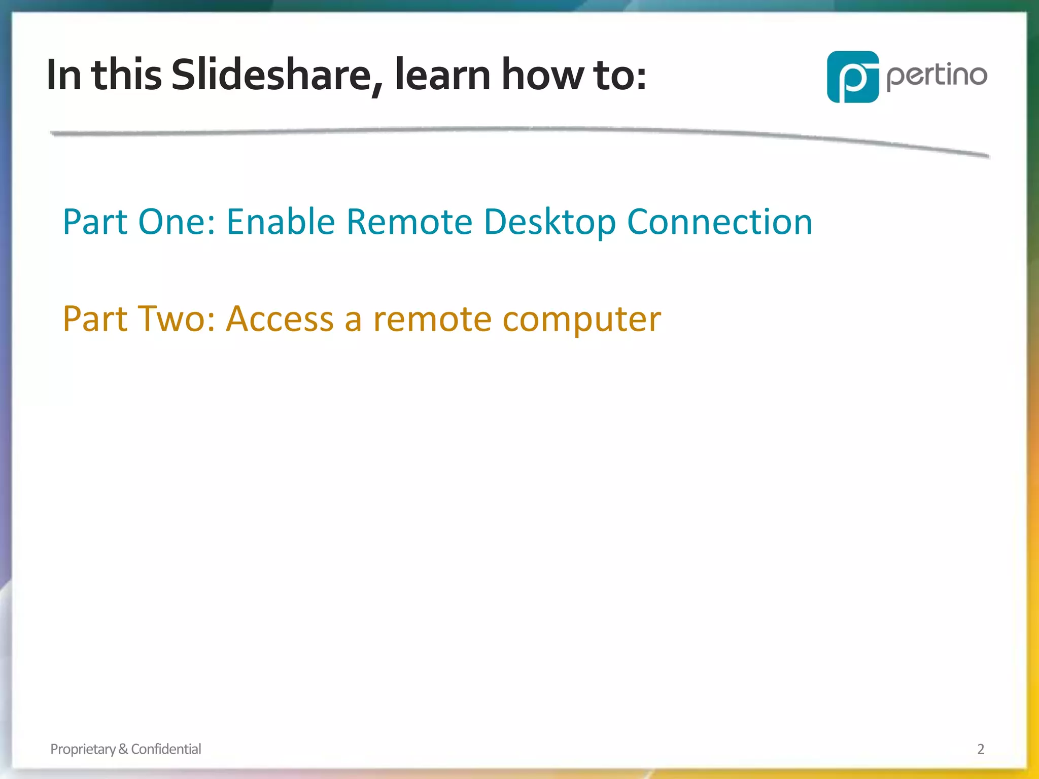 How to Enable Windows Remote Desktop Connection | PPTX