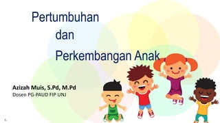 Pertumbuhan
dan
Perkembangan Anak
1.
Azizah Muis, S.Pd, M.Pd
Dosen PG-PAUD FIP UNJ
 