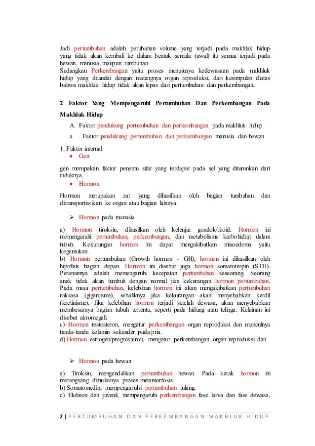 Pengertian perkembangan yang terjadi pada makhluk hidup adalah