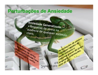 Perturbações de Ansiedade

        Ansieda
                de
         Respos Generalizada:
                tas de s
       ausência         tress na
                 de qualq
       claro.             uer estí
                                  mulo




                  Psicologia, JB - 2010   10
 