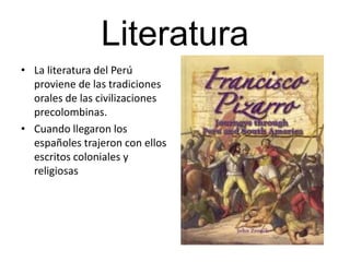 ArteArte peruano se remonta a la escultura y la cerámica de sus antepasados incas.