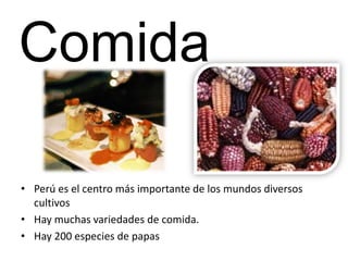 HistoriaLas primeras personas que viven allí fueron los incasEntonces Francisco Pizarro entró y se hizo cargoPerú tuvo su independencia en julio 18, 1821