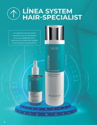 LÍNEA SYSTEM
HAIR-SPECIALIST
Un sistema clínicamente
probado que actúa desde
el cuero cabelludo para
disminuir la caída del cabello
y estimular su crecimiento
NSOC15071-22CO
NSOC15040-22CO
6
 