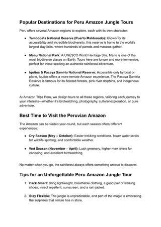 Peru Amazon Jungle Tours: Explore the Heart of the Rainforest Adventure ...
