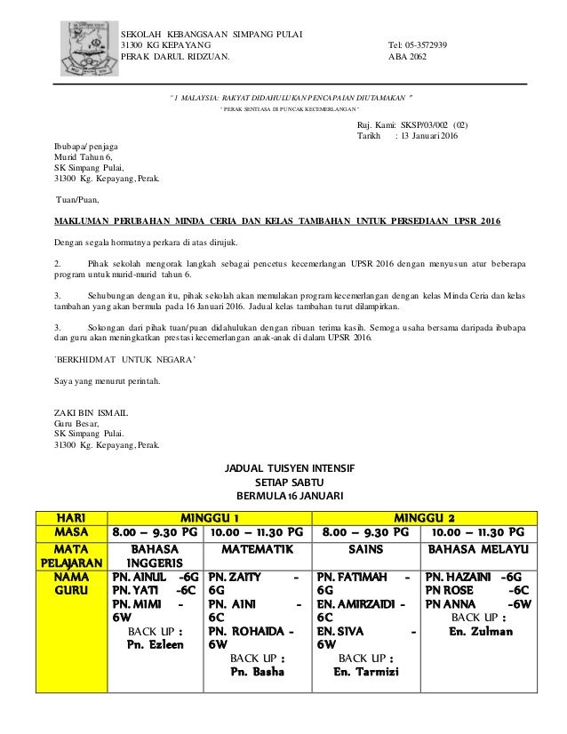 Perubahan Jadual