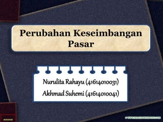 Perubahan Keseimbangan
Pasar
Nurulita Rahayu (41614010031)
AkhmadSuhemi (41614010041)
 