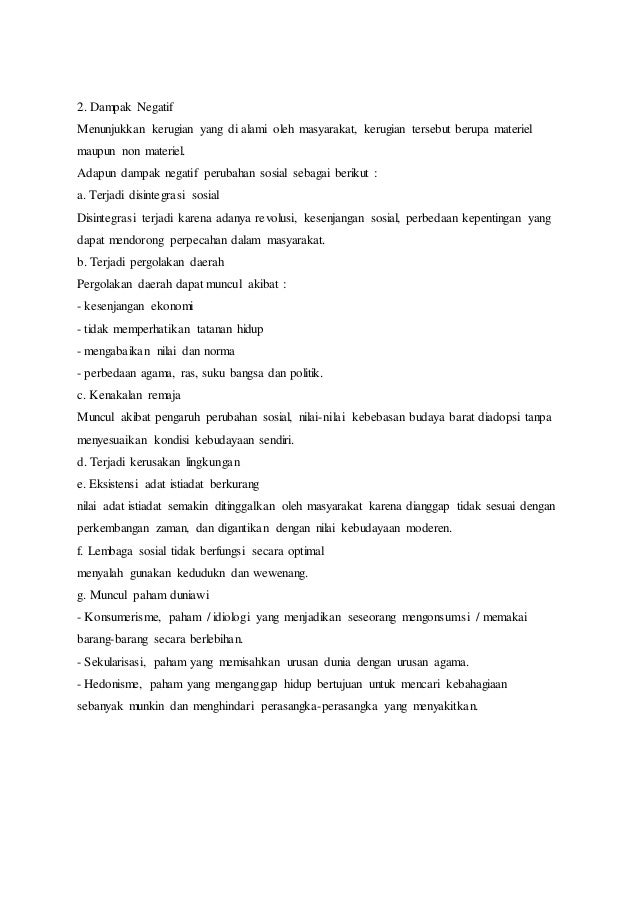 Contoh Dampak Positif Perubahan Sosial Budaya Bagi