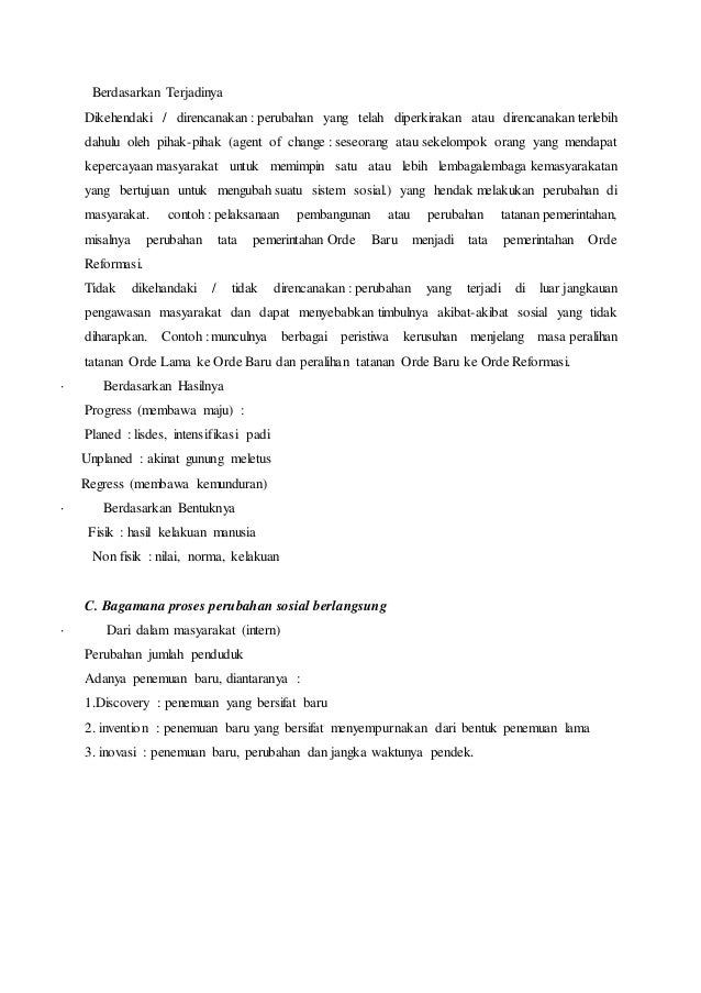 Perubahan sosial budaya pada masyarakat