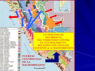 FUERZAS  CENTRIFUGAS  DE LA MACRORREGION   UN ESQUEMA DE DESARROLLO DEL TERRITORIO CONTRA EL CENTRALISMO EN  RELACION CON ESPACIOS EXTERNOS A LA MACRORREGION 