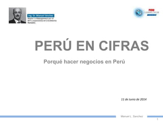 Manuel L. Sanchez
PERÚ EN CIFRAS
Porqué hacer negocios en Perú
1
11 de Junio de 2014
 