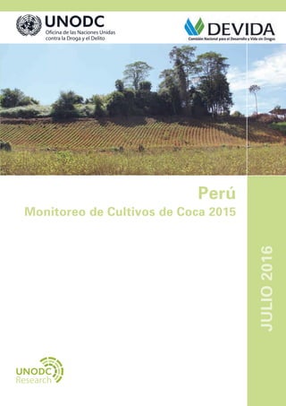 Perú
Monitoreo de Cultivos de Coca 2015
UNODC para Perú y Ecuador
Av. Javier Prado Oeste 640 - Lima 27, Perú
Tel (+51 - 1) 7151800, www.unodc.org/peruandecuador
JULIO2016
Research
 