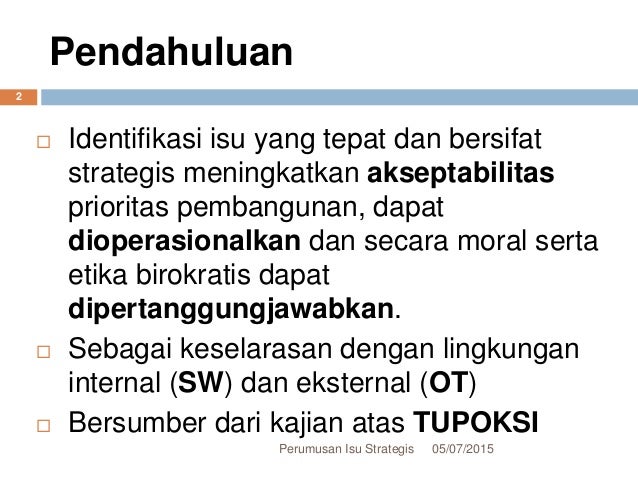 Perumusan isu strategis