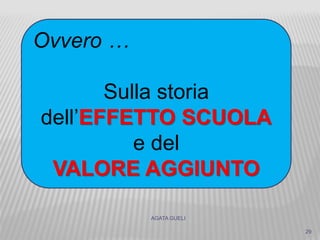 AGATA GUELI
29
Ovvero …
Sulla storia
dell’EFFETTO SCUOLA
e del
VALORE AGGIUNTO
 