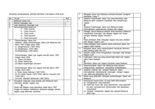 1
SENARAI KANDUNGAN SKEMA KERTAS 3 SEJARAH SPM 2016
BIL TAJUK M/S
1 Matlamat dasar luar 1
2 Bentuk hubungan luar 1
3 Latar...