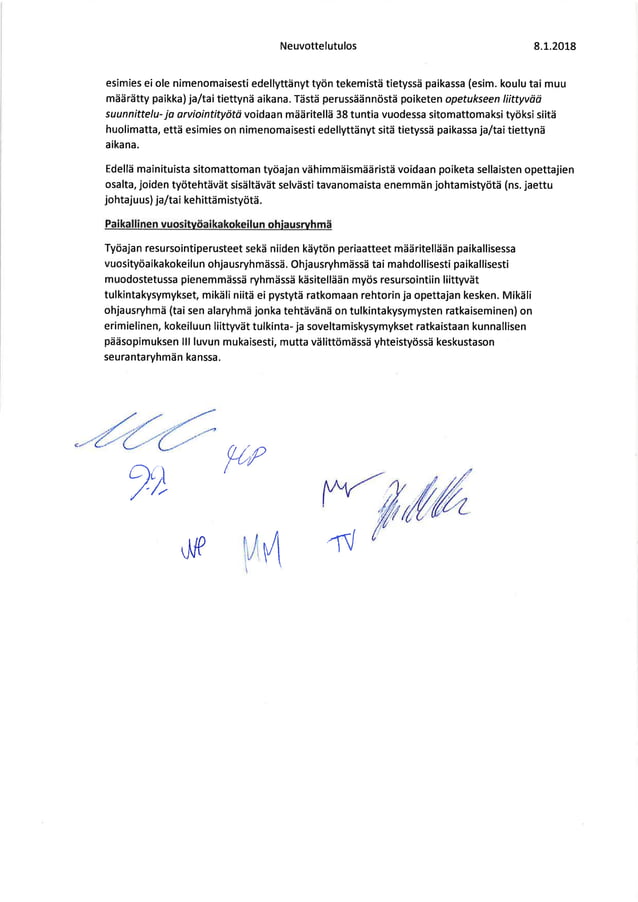 Perusopetuksen vuosityöaikakokeilun neuvottelutulos: muistio ja sopimus ...
