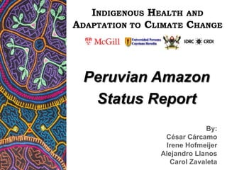 INDIGENOUS HEALTHAND ADAPTATION TO CLIMATE CHANGE Peruvian Amazon Status Report By: César Cárcamo IreneHofmeijer Alejandro Llanos Carol Zavaleta 