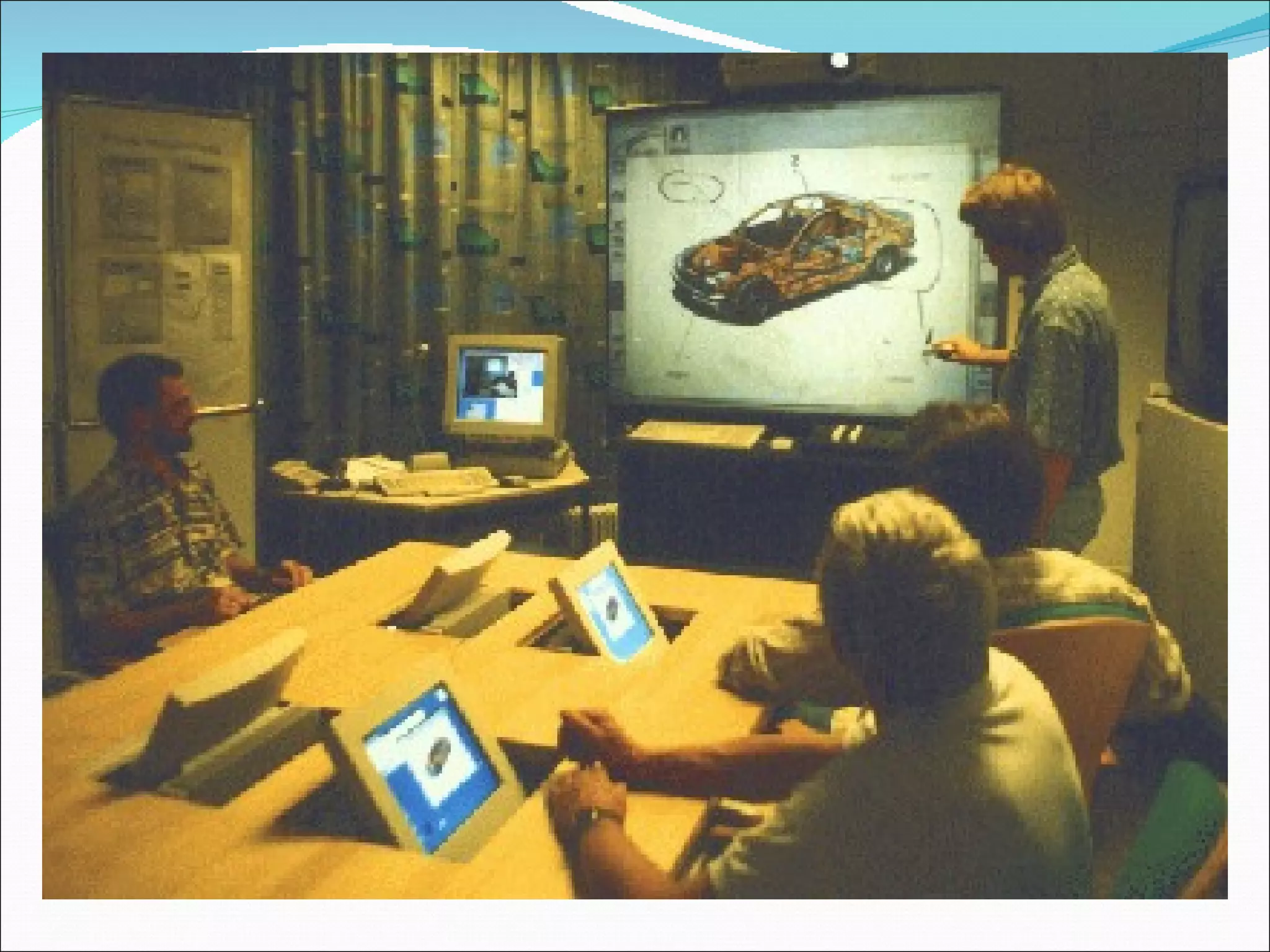 AUTOMATED CAPTURE
• Motivation
   – Record-taking is hard
                                 LIVE BOARDS
   – Multiple streams of
     information need to be
     captured
   – Machines are better at
     some of these things than
     we are
• Examples
  Meeting capture (scribe at
  Xerox PARC), Mark
  Weiser
  Classroom 2000
 