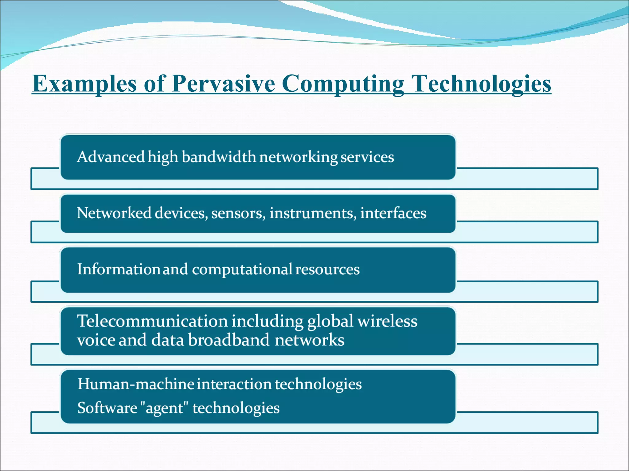 Examples of Pervasive Computing Technologies
 