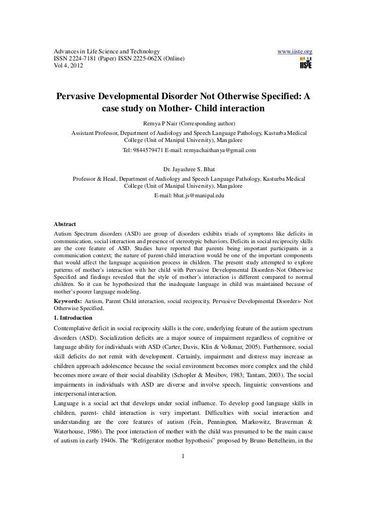 case study pervasive developmental disorder