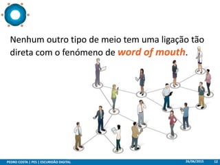 26/06/2015PEDRO COSTA | PES | ESCURIDÃO DIGITAL 12
Nenhum outro tipo de meio tem uma ligação tão
direta com o fenómeno de word of mouth.
 