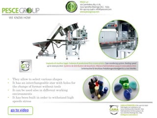 • They allow to select various shapes
• It has an interchangeable star with holes for
the change of format without tools
• It can be used also in different working
environments
• It has been built in order to withstand high
speeds stress
go to video
 