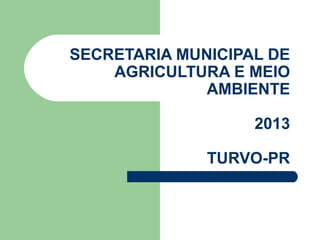 SECRETARIA MUNICIPAL DE
AGRICULTURA E MEIO
AMBIENTE
2013
TURVO-PR
 