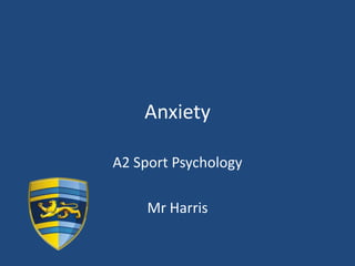 Anxiety

A2 Sport Psychology

     Mr Harris
 