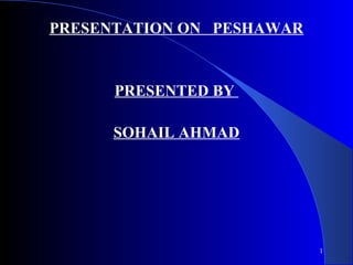 1
PRESENTATION ON PESHAWAR
PRESENTED BY
SOHAIL AHMAD
 