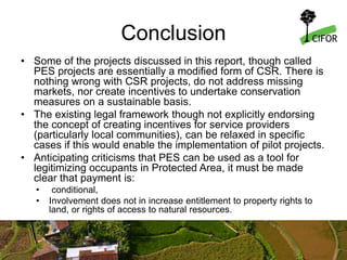 Legal and Policy Framework for Payment for Ecosystem Services (PES) in Thailand