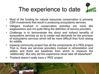 Legal and Policy Framework for Payment for Ecosystem Services (PES) in Thailand