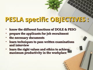 PESLA power point presentation for Pre- employment | PPT