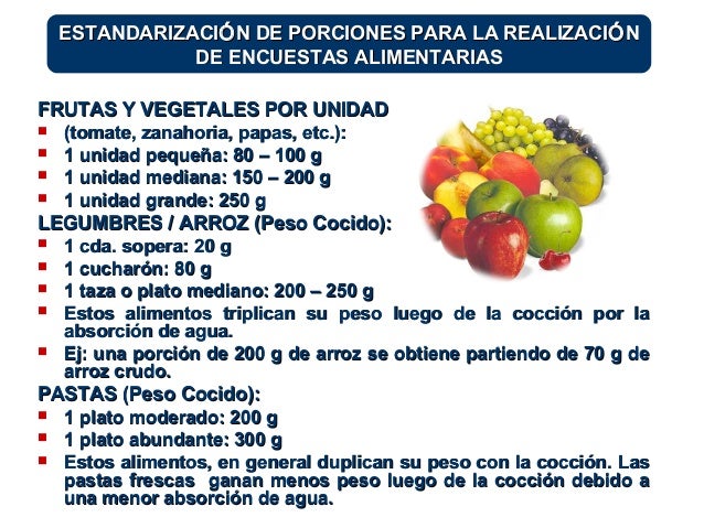 Estandarizacion De Pesos Y Medidas De Alimentos